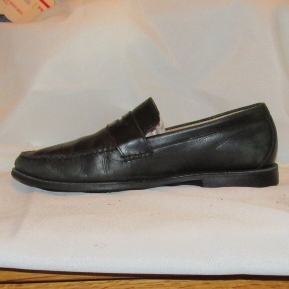 Johnston & Murphy Ainsworth Black Leather Loafers Size 9 M Sheepskin Interior - Picture 4 of 12